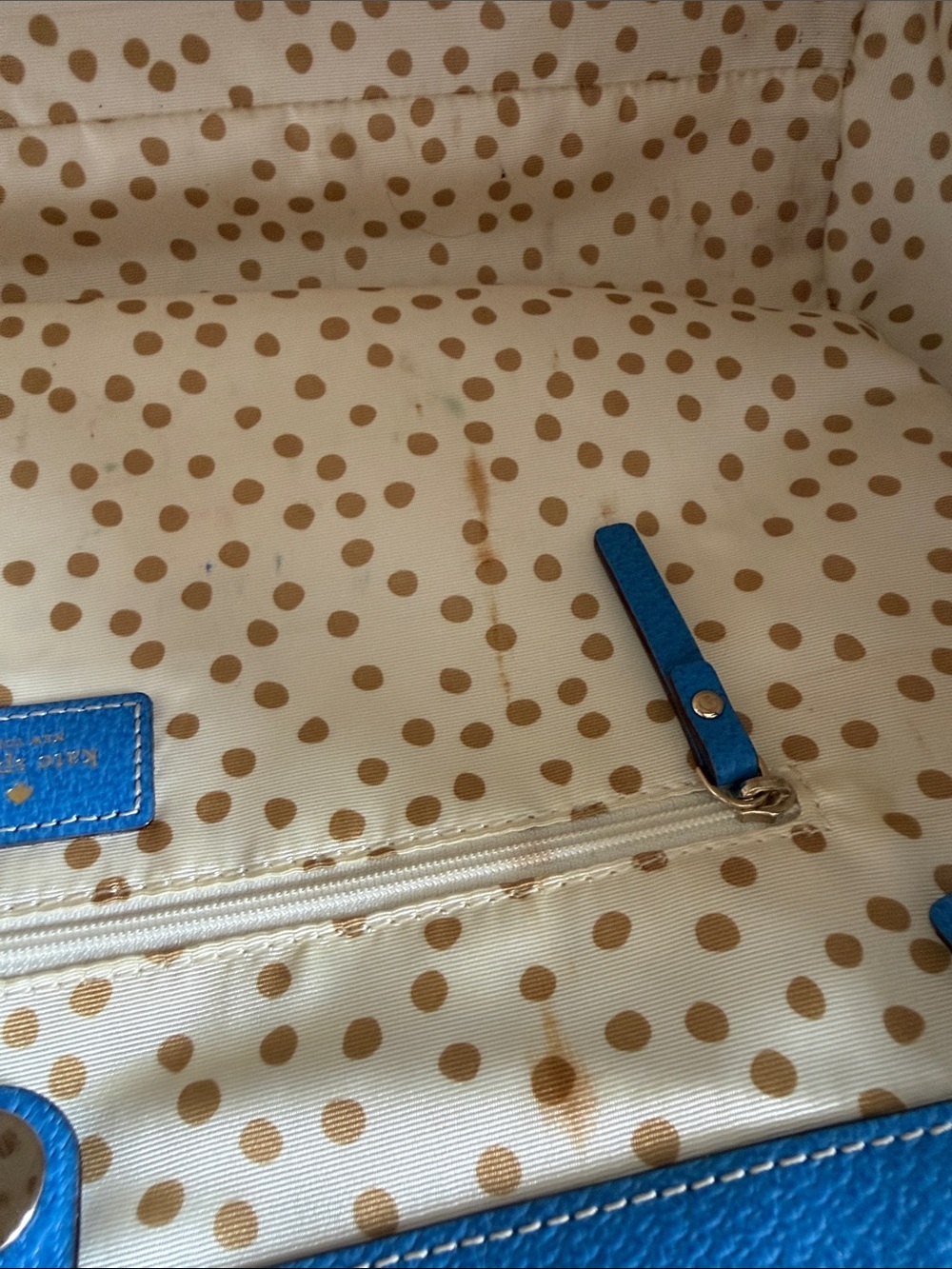 Kate Spade cobalt blue leather tote with double handles - Picture 4 of 5